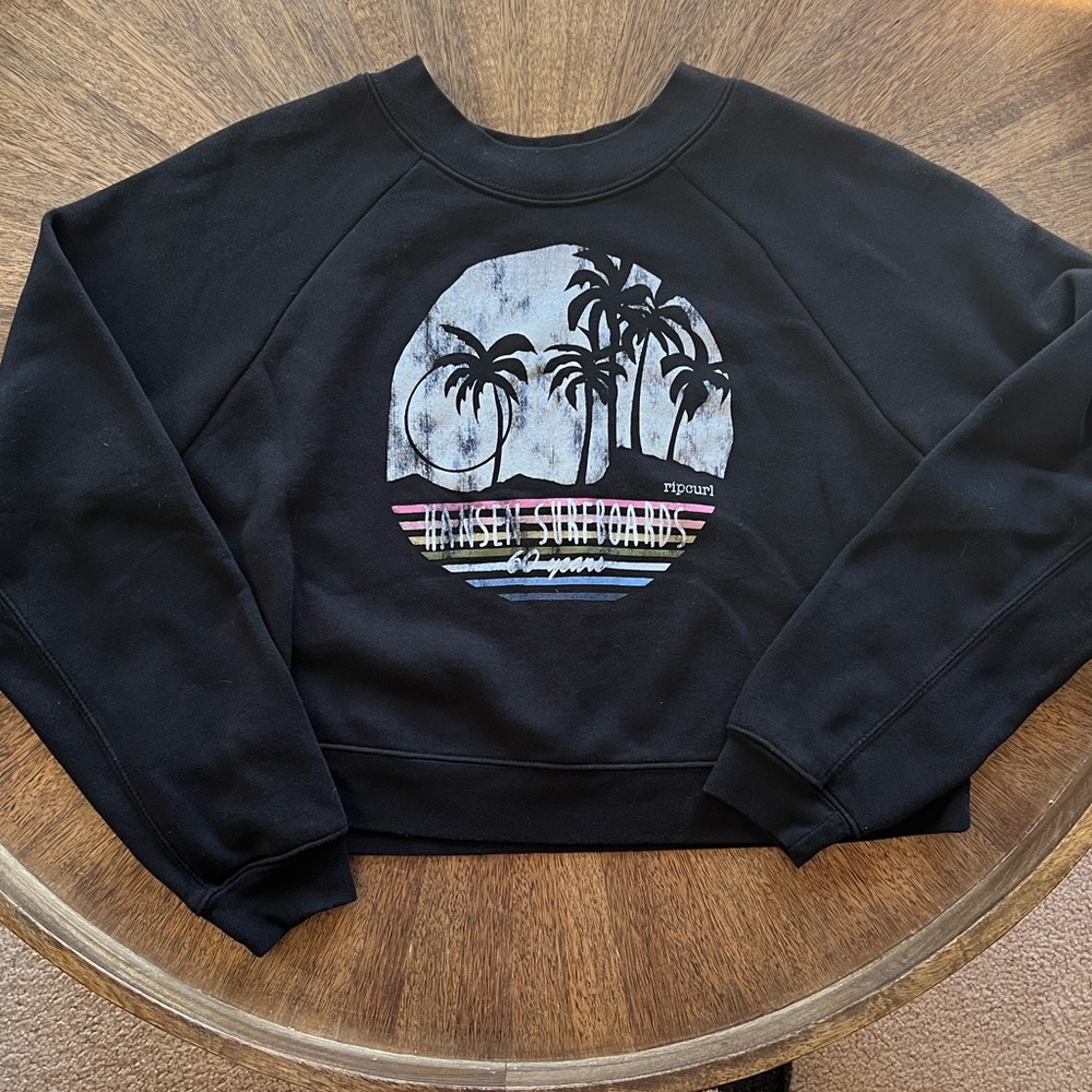 Rip Curl Black Crewneck Cropped Sweatshirt